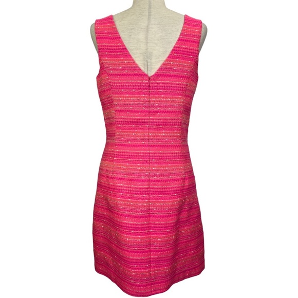 LILLY PULITZER LAIDLEY NEON PINK METALLIC BOUCLE SLEEVELESS DRESS SZ 10 - Picture 3 of 8